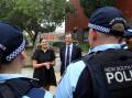State MPs Mark Speakman and Eleni Petinos with new police at Sutherland. Picture Chris Lane