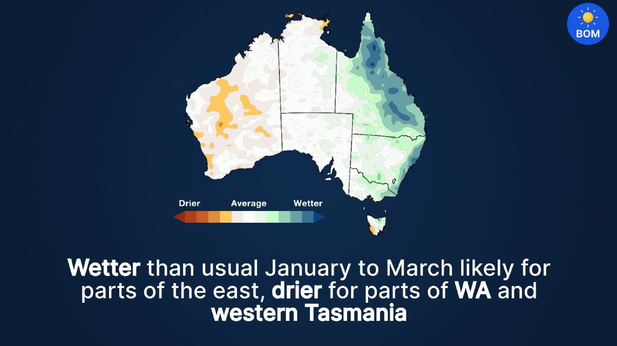 The Bureau of Meteorology has predicted wet and cool weather for the eastern Australia while the west was forecast for dry and hot weather in early 2022.