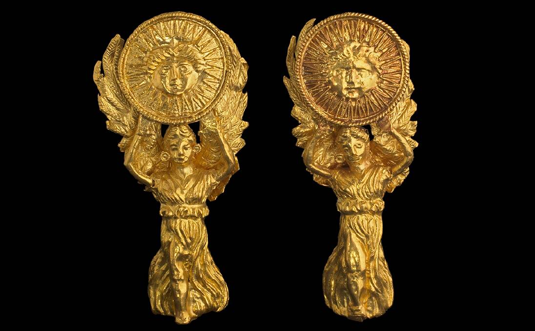 Gold earrings, circa 350-250 BCE.
