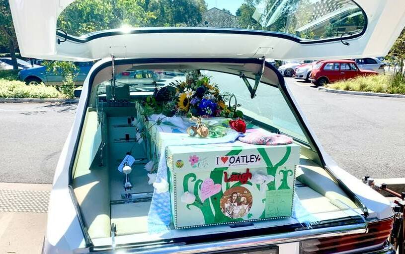 Wendy Cornish's coffin was decorated with flowers and leaves, signifying her love of the environment. 