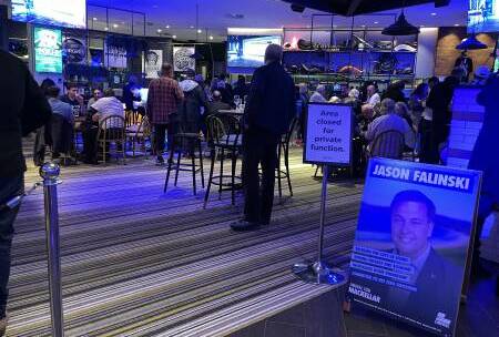 QUIET: The election night party for incumbent Liberal MP for Mackellar Jason Falinski was sombre. Picture: Nadine Morton