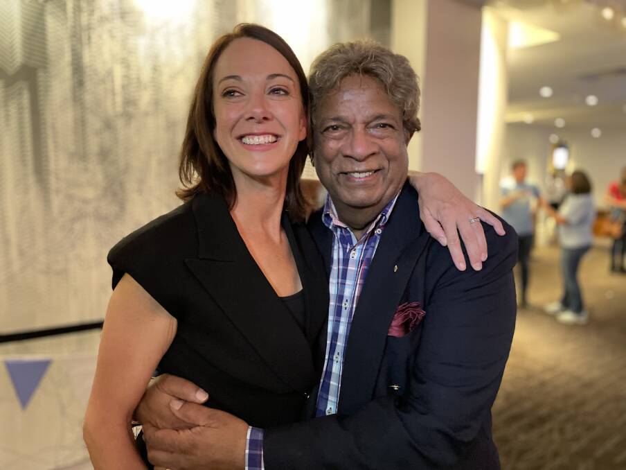 POPULAR: Kamahl was among the crowds at Dr Scamps' victory party. Picture: Nadine Morton