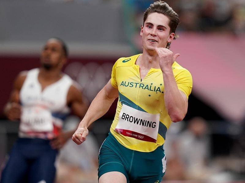 Australian sprinter Rohan Browning won his heat of the 100m in a personal best time.