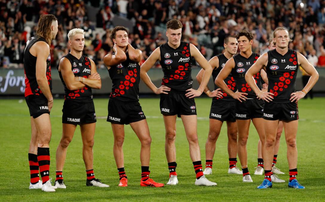 NO DEPTH: The Bombers' lack of depth has been exposed by injuries to a handful of key players. Picture: Dylan Burns/AFL Photos via Getty Images