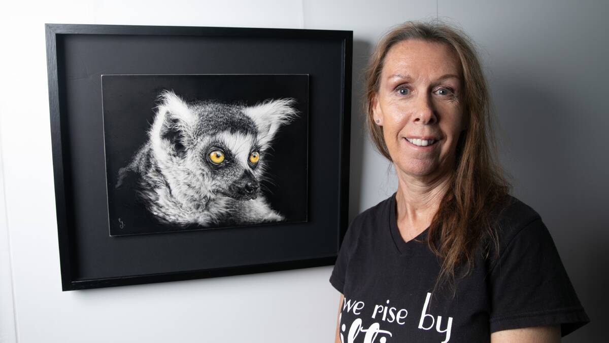 ART: Artist Geraldine Simmons is passionate about wildlife conservation. Picture: Geoff Jones