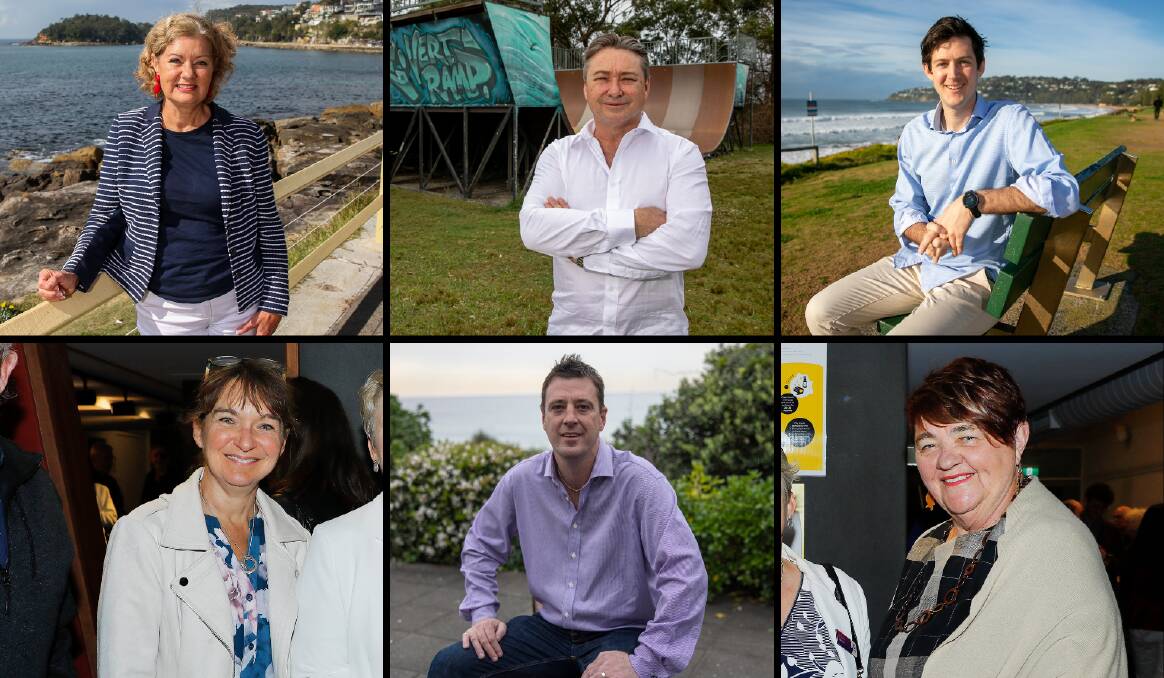 TOXIC COUNCIL?: Northern beaches councillors (clockwise from top left) Candy Bingham, Stuart Sprott, Rory Amon, Penny Philpott, Michael Regan and Roslyn Harrison. 
