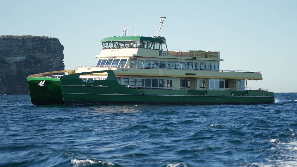 NEW CLASS: The Fairlight is the first of three Emerald class ferries to be rolled out for the Manly to Circular Quay route. Picture: Transport for NSW