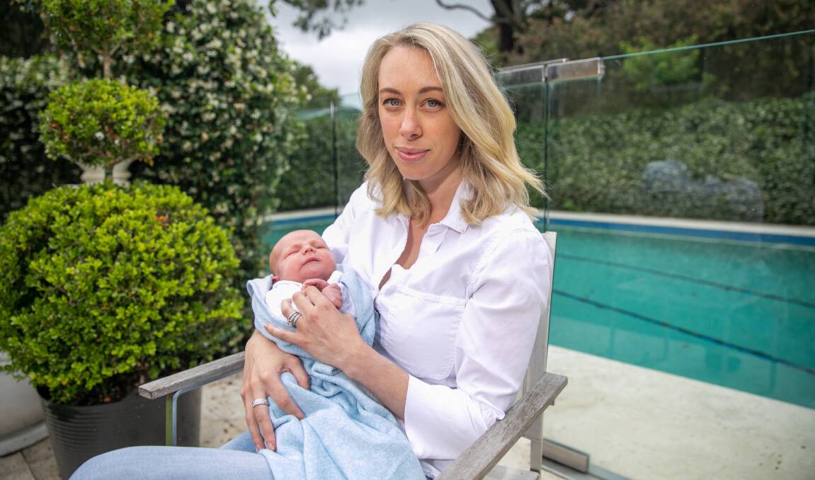 TARGETED: Liberal candidate Georgia Ryburn was nursing her newborn son Harvey when she found out she'd been targeted in a political smear campaign. Picture: Geoff Jones