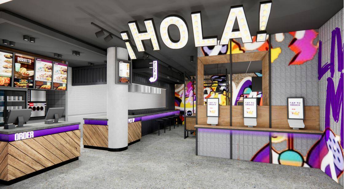 PHOTO GALLERY: An artist's impression of the Taco Bell store in Dee Why. Image: Otto Design Interiors