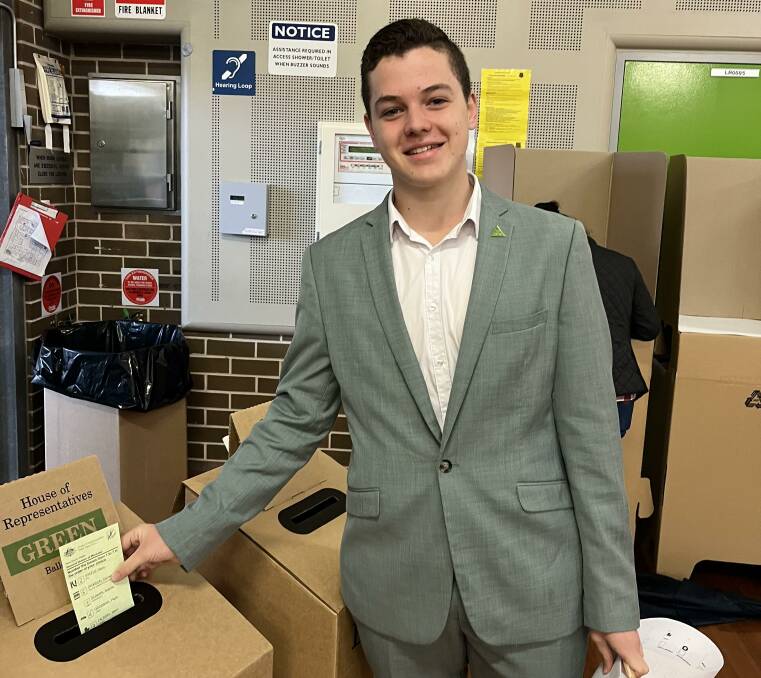 Greens candidate for Mackellar Ethan Hrnjak casting his vote. Picture: Supplied