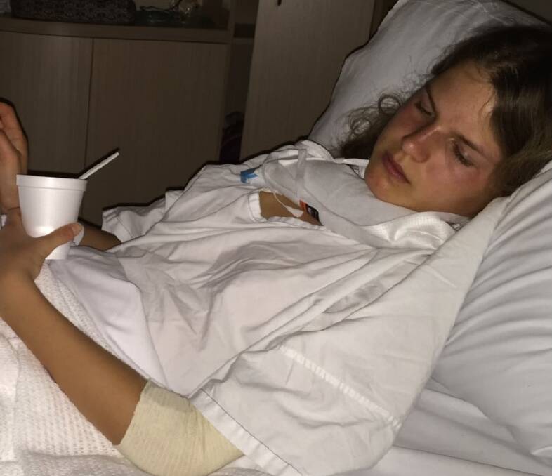 BEDRIDDEN: Ella Engel after she became sick with myalgic encephalomyelitis. Picture: Supplied