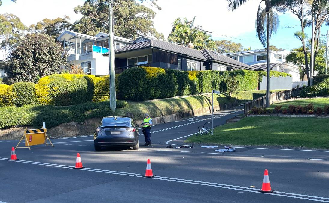 CRASH SCENE: A male cyclist aged in his 40s is in hospital with head injuries following a crash in Bayview on Saturday afternoon. Picture: Nadine Morton