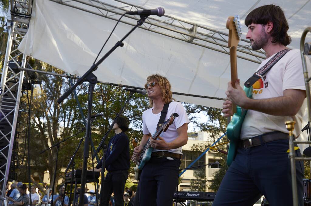 ON STAGE: Lime Cordiale performed during a political rally on Sunday for independent candidate for Mackellar Dr Sophie Scamps. Picture: Supplied
