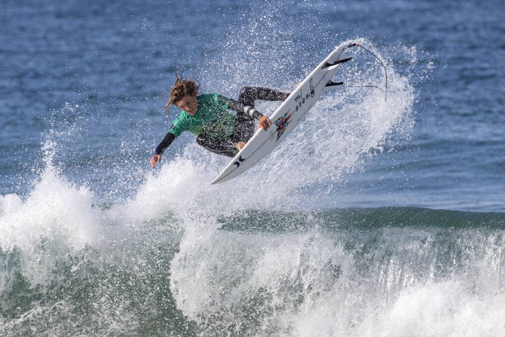 SURF PRO: Northern beaches local Saxon Reber during his opening heat on Thursday. Picture: Dallas Kilponen